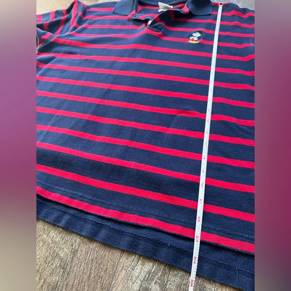 Disney y2K vintage striped polo Navy and Red‎ men’s medium